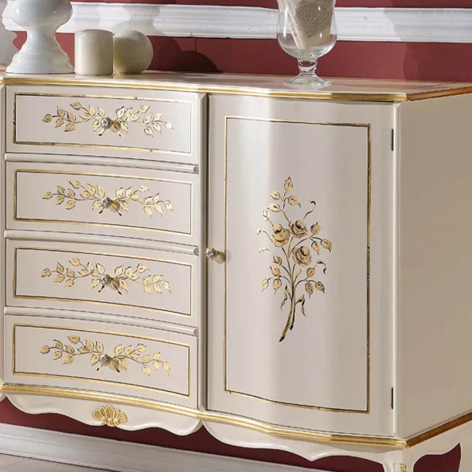 Klassisk 2 låger og 4 skuffer træskænk lavet i Italien - Windsor Viadurini