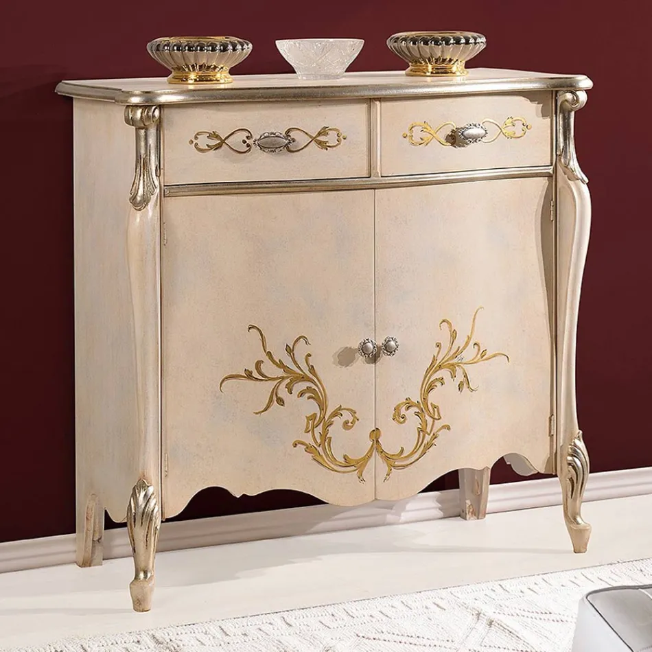 Klassisk Stue Træ Skænk med Indlæg Made in Italy - Ottaviano Viadurini