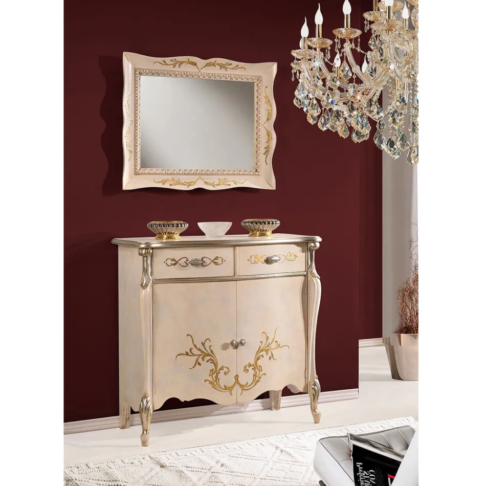 Klassisk Stue Træ Skænk med Indlæg Made in Italy - Ottaviano Viadurini