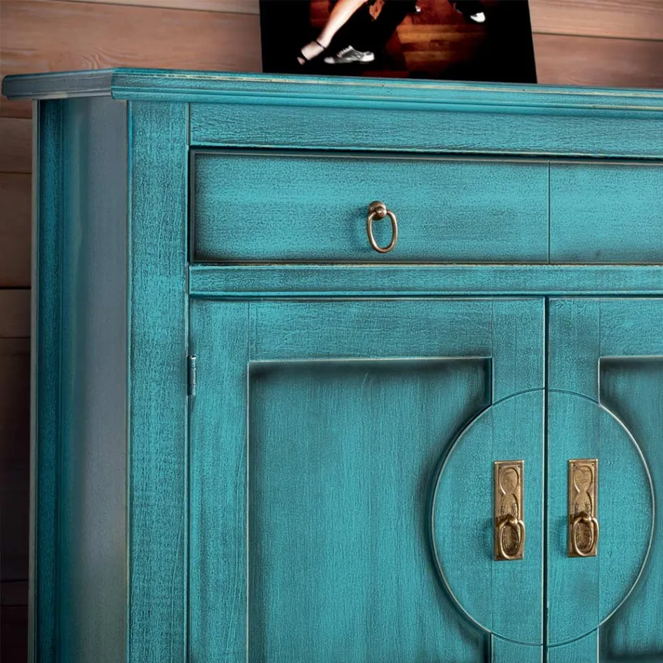 Skænk med 3 låger og 3 skuffer i forskellige finish lavet i Italien - Ganesha Viadurini