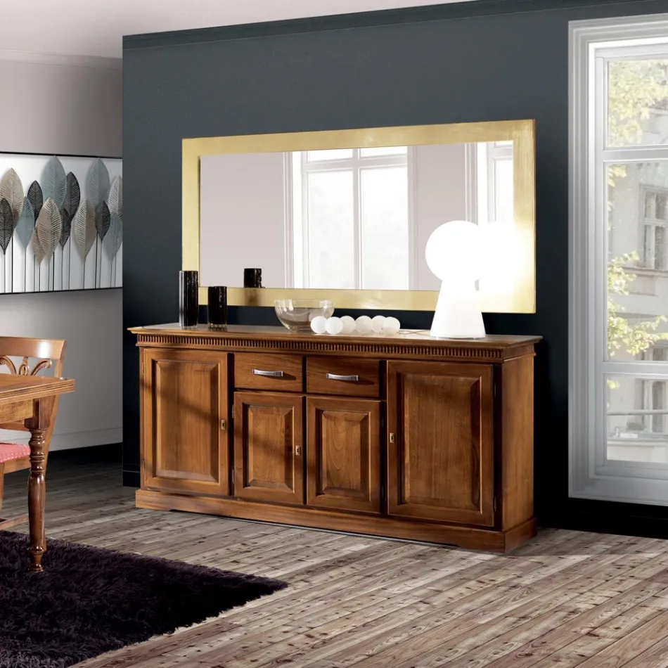 Skænk med 4 låger og 2 skuffer i Bassano Wood Made in Italy - Tanit Viadurini