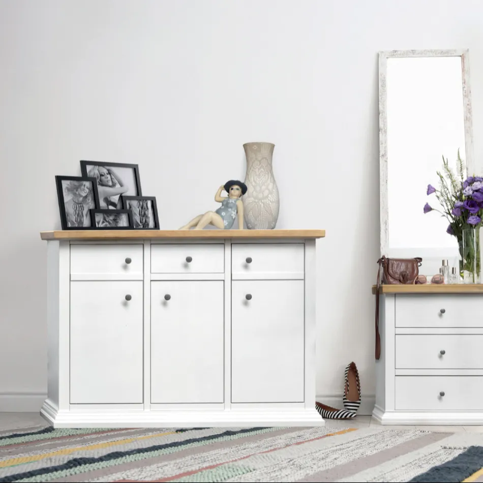 Skænk med struktur i finerede træpartikler lavet i Italien - Odino Viadurini