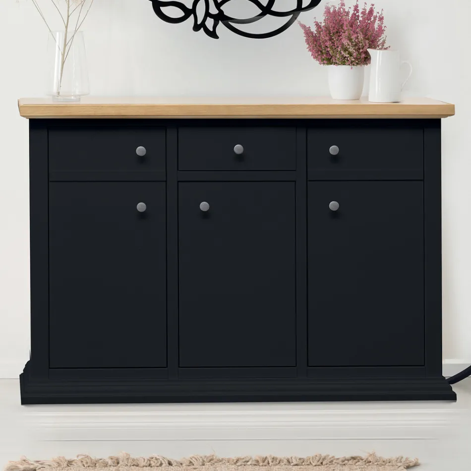 Skænk med struktur i finerede træpartikler lavet i Italien - Odino Viadurini