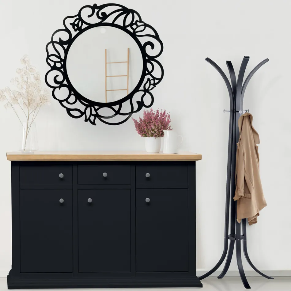 Skænk med struktur i finerede træpartikler lavet i Italien - Odino Viadurini