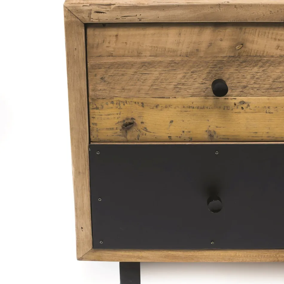 Indendørs skænk med én låge, 4 skuffer og metalfødder - skubbe Viadurini