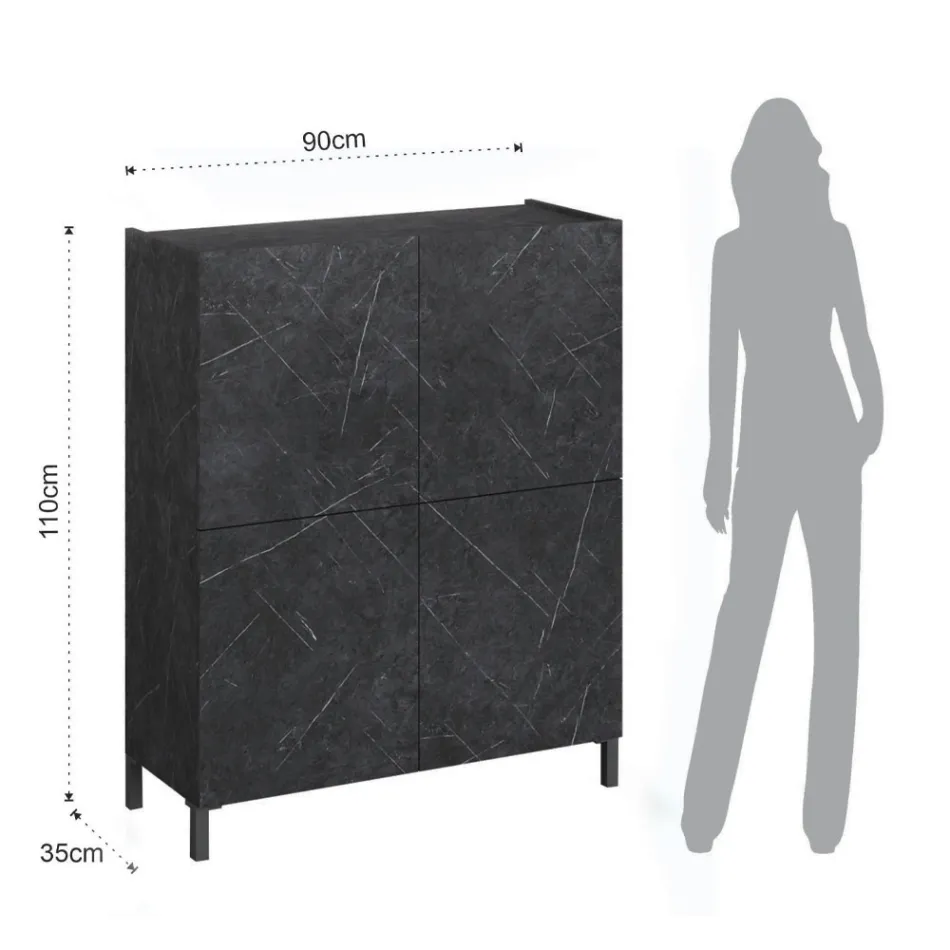 Stue skænk beklædt med melamin marmor finish lavet i Italien - zink Viadurini