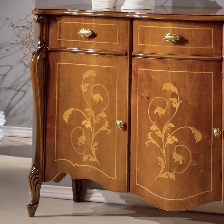 Stue skænk i valnød eller hvidt træ Made in Italy - Ottaviano Viadurini