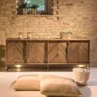 Stue skænk i genbrugt tropisk træ og metalfødder - rutsjebane Viadurini