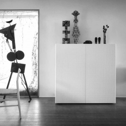 design skænk med 2 døre hvid, sort eller guld mønster Flora Viadurini