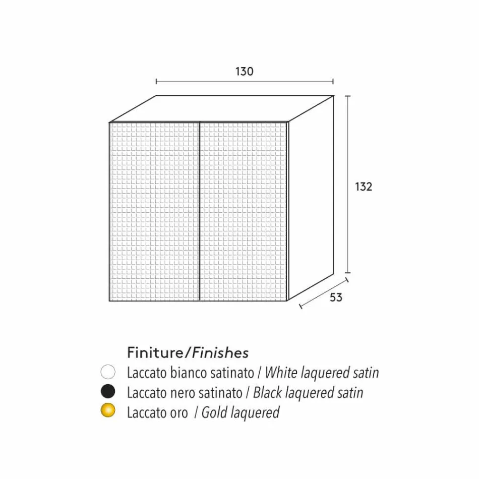 design skænk med 2 døre hvid, sort eller guld mønster Flora Viadurini