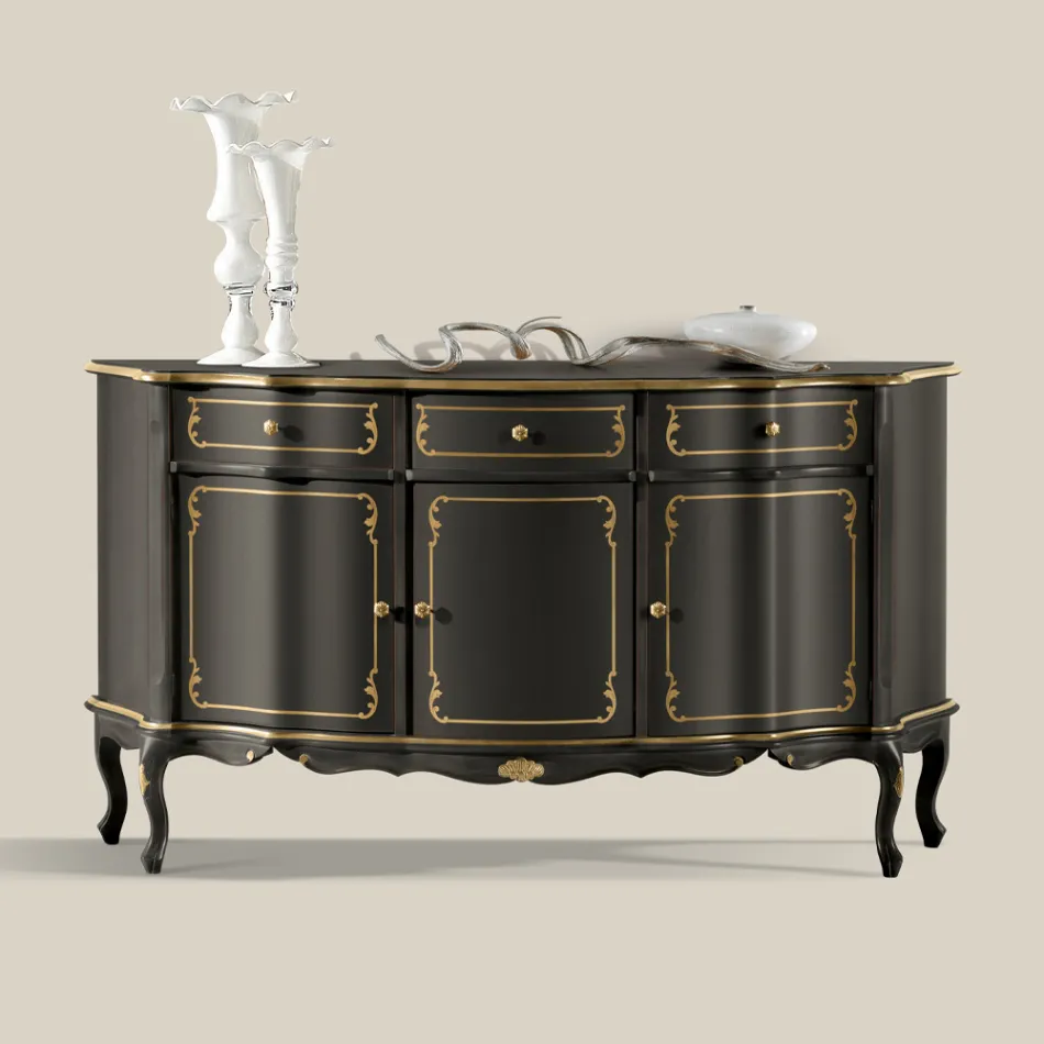 Luksus skænk med 3 låger og 3 træskuffer lavet i Italien - Leonor Viadurini