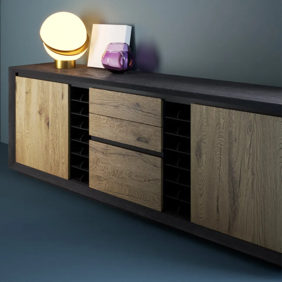 Skænk fineret på poppelspånplade Fremstillet i Italien - Leone Viadurini