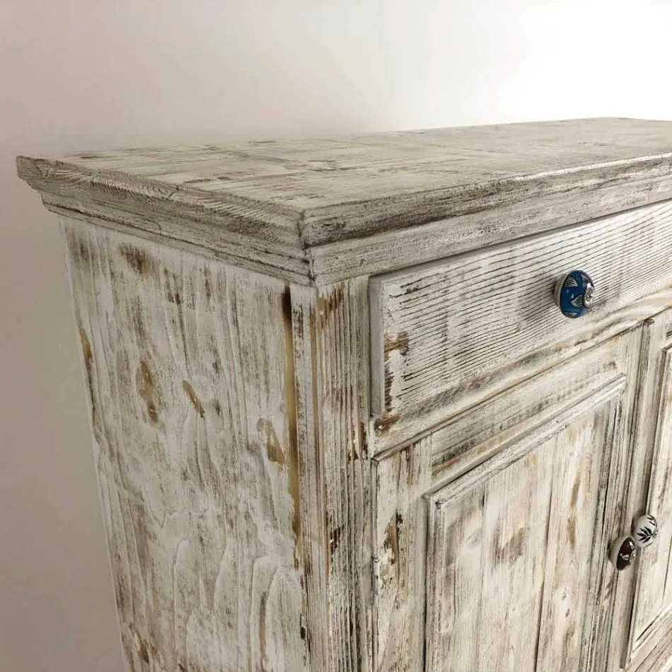 Skænk af massivt gran med indvendige hylder fremstillet i Italien - Pierrot Viadurini