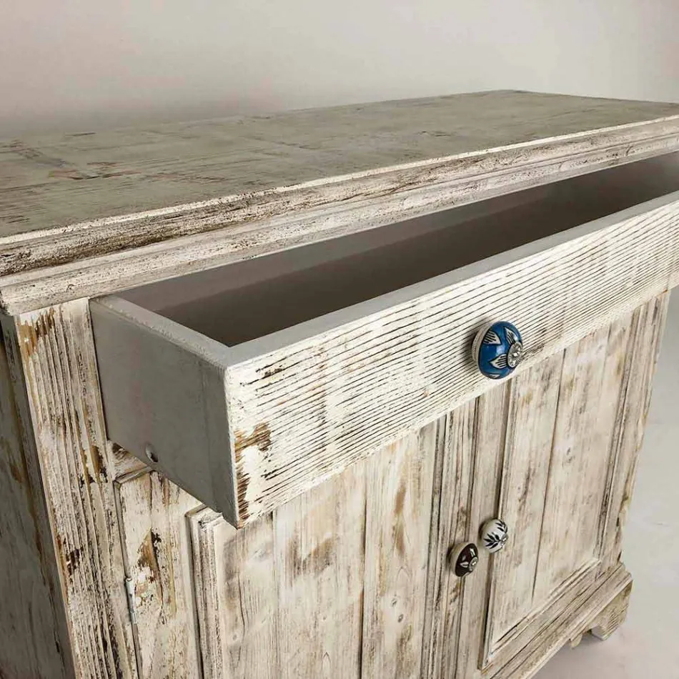 Skænk af massivt gran med indvendige hylder fremstillet i Italien - Pierrot Viadurini