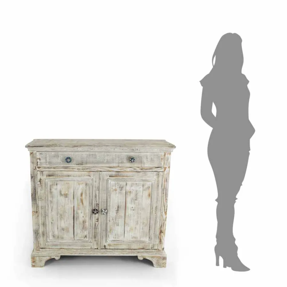 Skænk af massivt gran med indvendige hylder fremstillet i Italien - Pierrot Viadurini