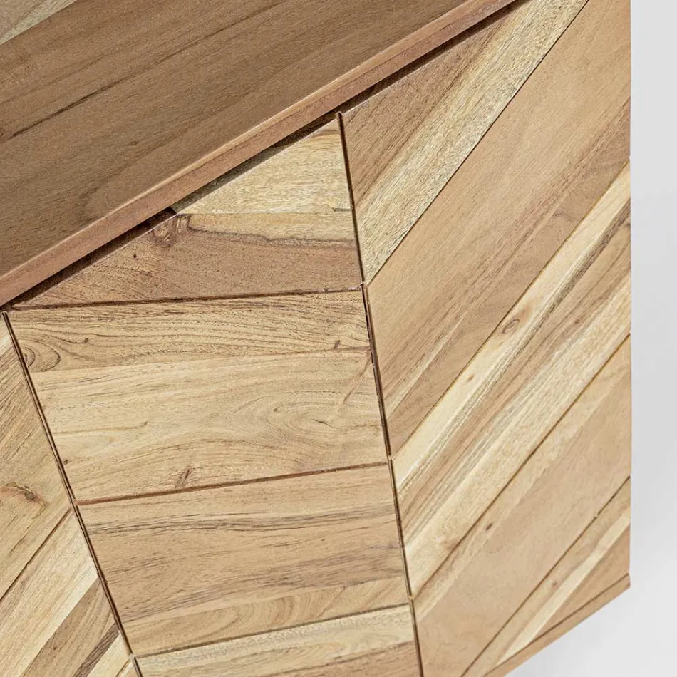 Skænk i akacietræ med 2 låger og 3 skuffer Design Homemotion - Carla Viadurini