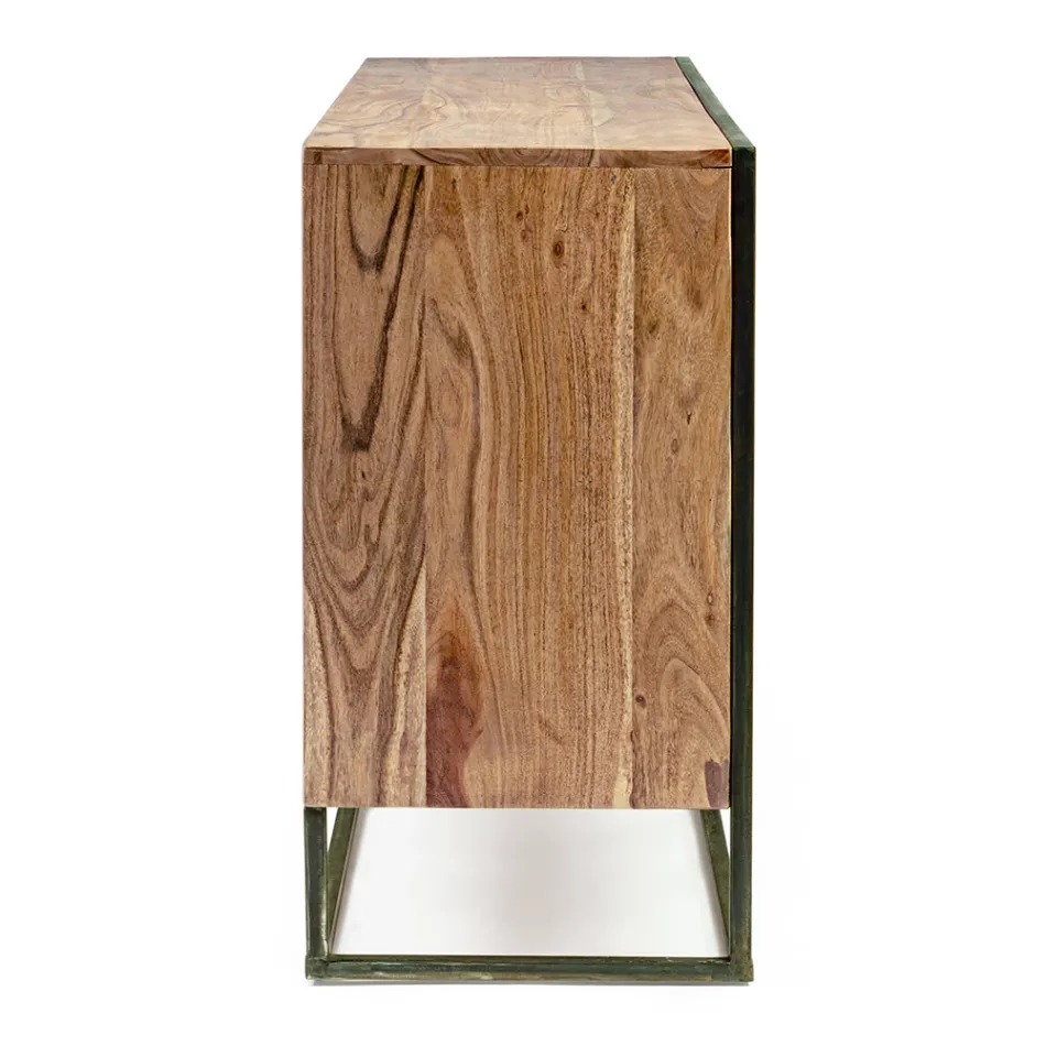 Skænk i akacietræ og stål 3 eller 4 døre Homemotion - Cristoforo Viadurini