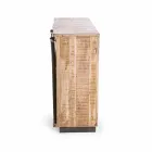 Skænk i træ og stål med dør og 4 skuffer Industriel stil - Renza Viadurini