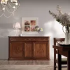 Skænk i patineret valnøddetræ med liljedekoration Made in Italy - Kirsebær Viadurini