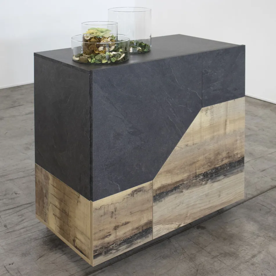 Skænk i melamintræ 3 værelser og 2 hylder lavet i Italien - Alyssa Viadurini