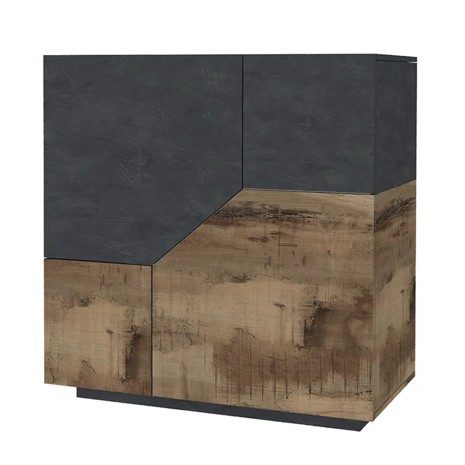 Skænk i melamintræ 3 værelser og 2 hylder lavet i Italien - Alyssa Viadurini