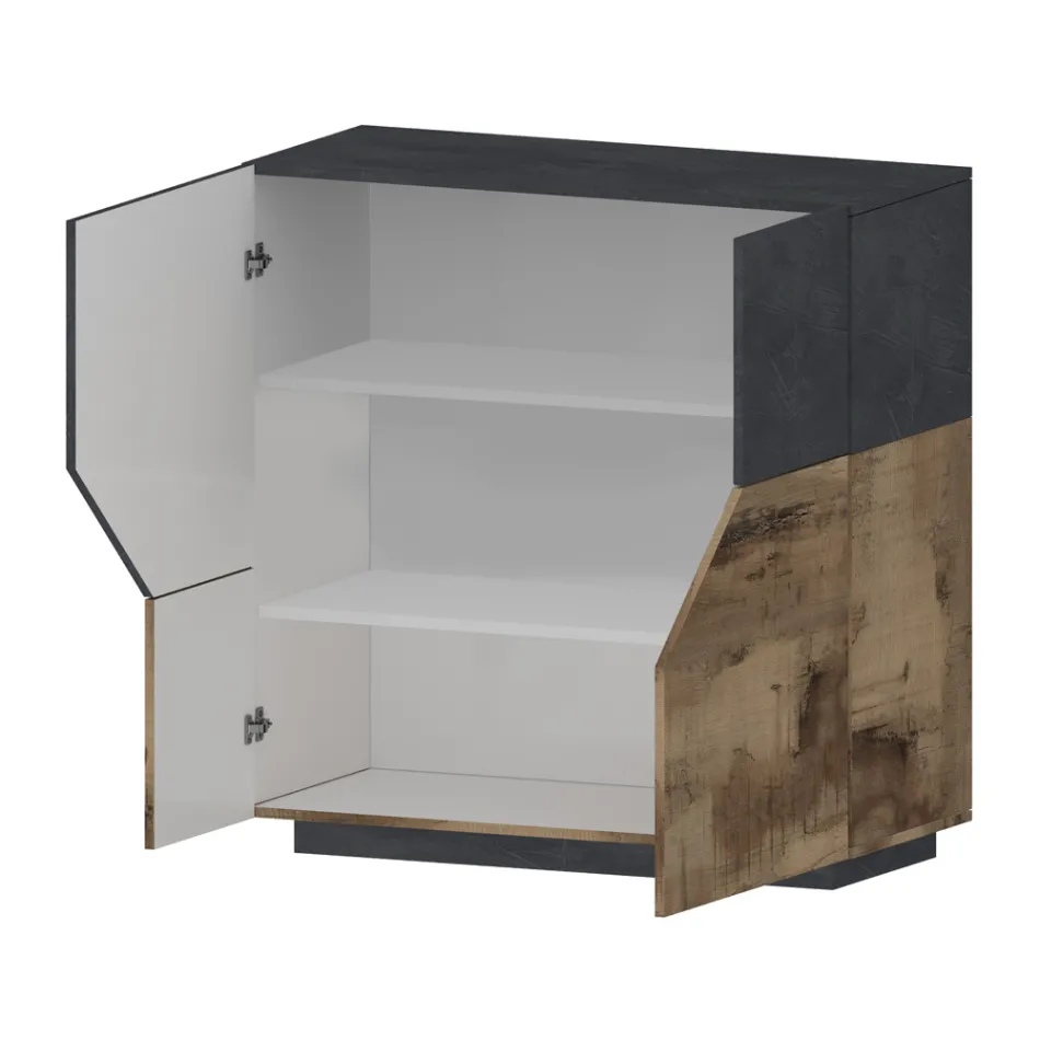 Skænk i melamintræ 3 værelser og 2 hylder lavet i Italien - Alyssa Viadurini