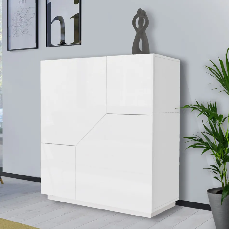 Skænk i melamintræ 3 værelser og 2 hylder lavet i Italien - Alyssa Viadurini