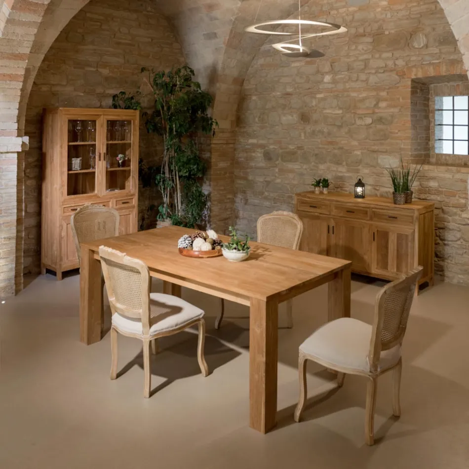 Massivt teaktræsskænk med 3 døre og 3 skuffer - Sumo Viadurini