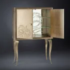 Moderne skænk med 2 massivt træ døre og anilin læder Joy Viadurini