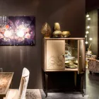 Moderne skænk med 2 massivt træ døre og anilin læder Joy Viadurini