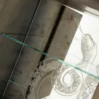 Moderne skænk med 2 massivt træ døre og anilin læder Joy Viadurini