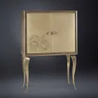 Moderne skænk med 2 massivt træ døre og anilin læder Joy Viadurini