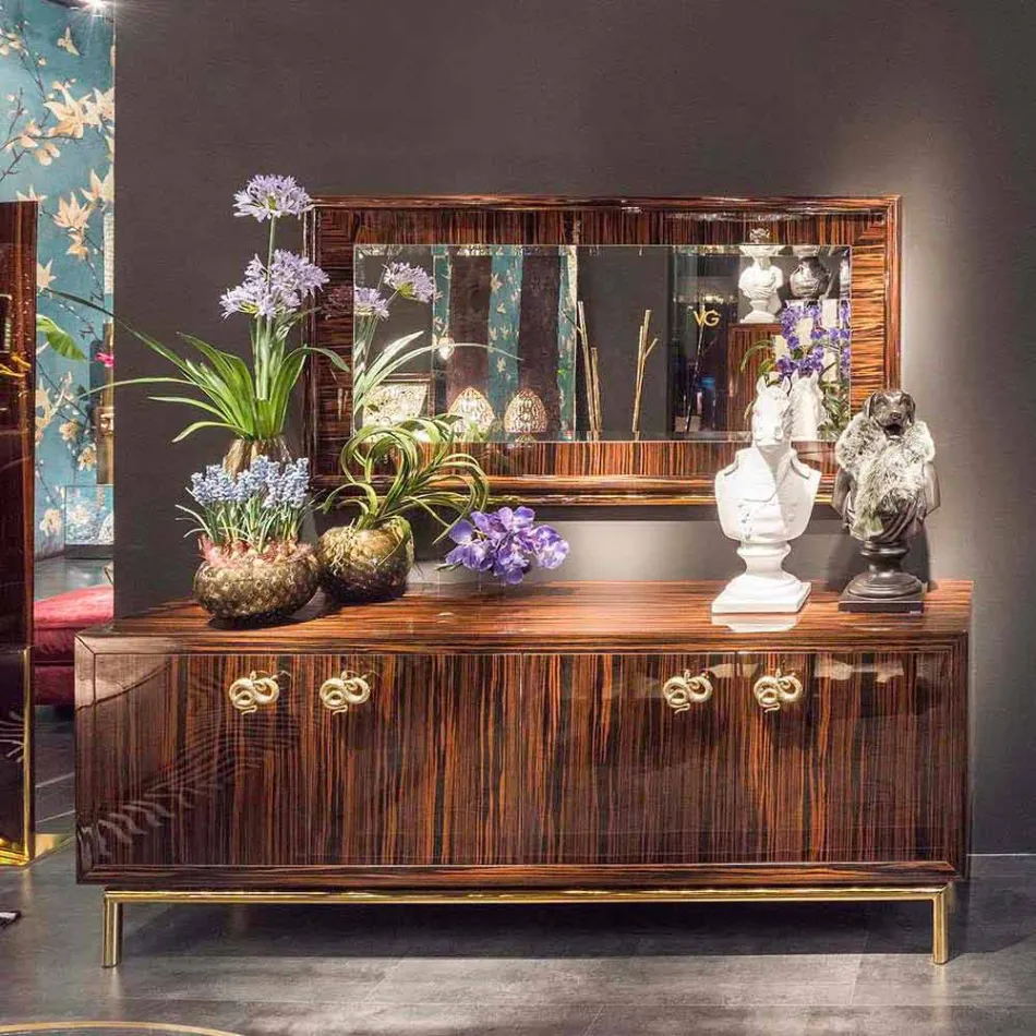 Moderne skænk med 4 døre i poleret ibenholt træ Ada 2 Viadurini