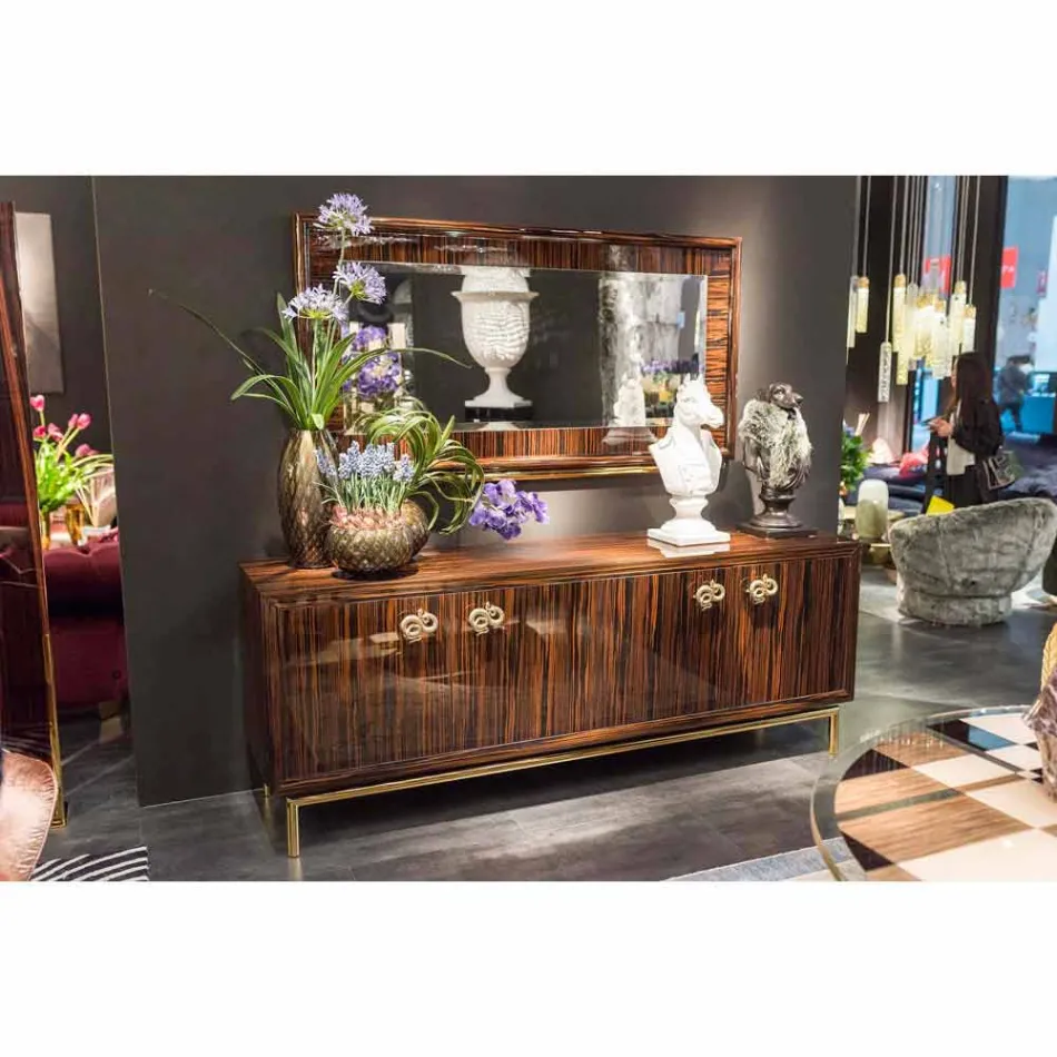 Moderne skænk med 4 døre i poleret ibenholt træ Ada 2 Viadurini