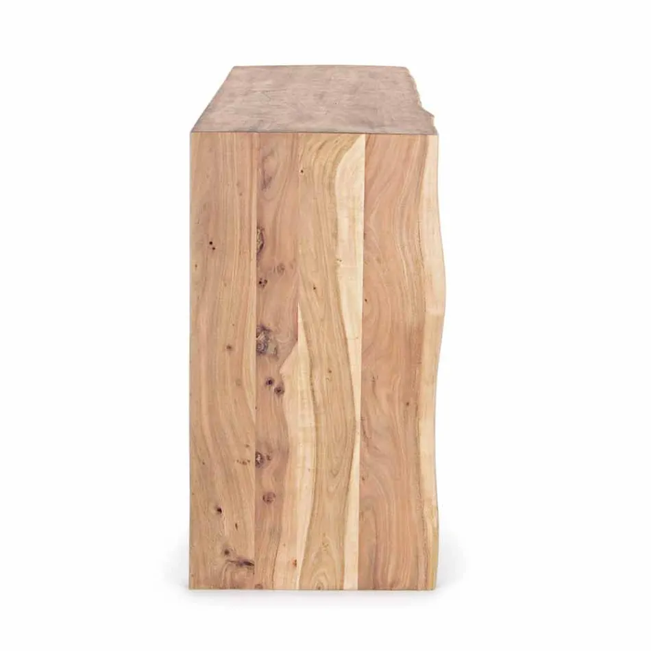 Moderne skænk i akacietræ med 2 døre og 3 skuffer Homemotion - Lauro Viadurini