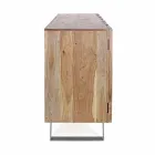 Moderne skænk i akacietræ med metalindsatser Homemotion - Sonia Viadurini