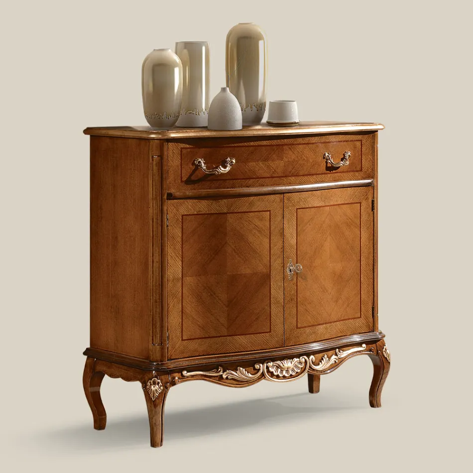 Klassisk stue skænk Avio blå eller valnøddetræ lavet i Italien - Chantilly Viadurini