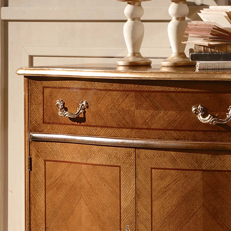 Klassisk stue skænk Avio blå eller valnøddetræ lavet i Italien - Chantilly Viadurini