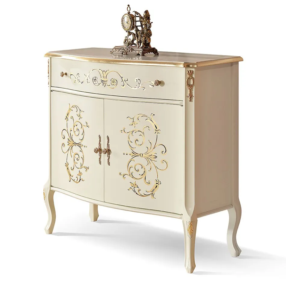 Stue skænk i valnød eller hvidt træ og indlæg lavet i Italien - Katerine Viadurini