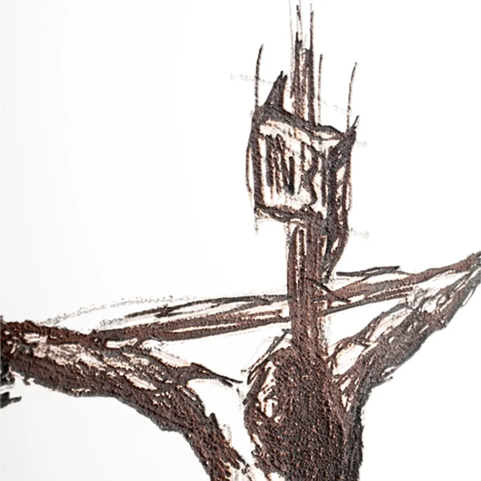 Hvidt og gråt krucifiks lavet med lasergravering lavet i Italien - Egle Viadurini