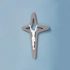 Hvid og grå Christo Crucifix Lasergraveret Made in Italy - Teresa Viadurini