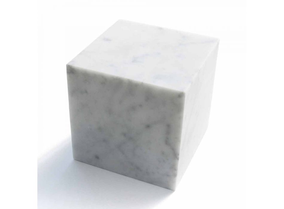 Cube Design Papirvægt i Satin Hvid Carrara Marble Fremstillet i Italien - Qubo Viadurini