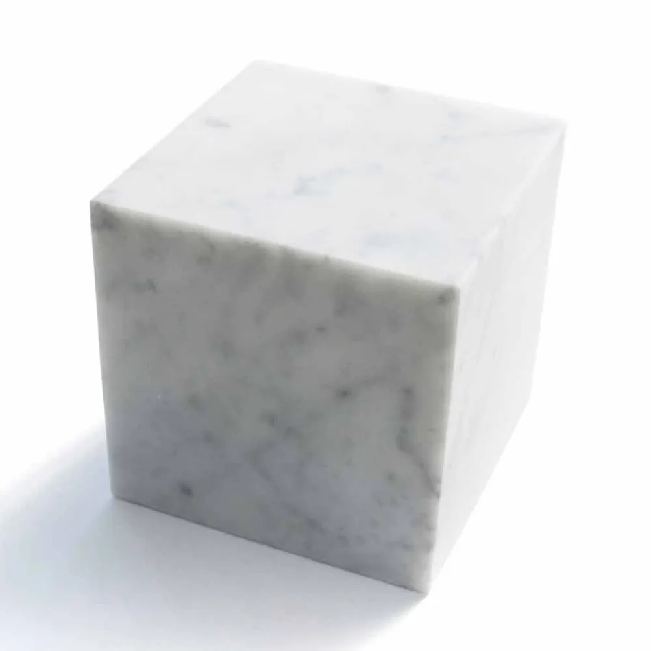 Cube Design Papirvægt i Satin Hvid Carrara Marble Fremstillet i Italien - Qubo Viadurini