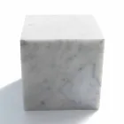 Cube Design Papirvægt i Satin Hvid Carrara Marble Fremstillet i Italien - Qubo Viadurini