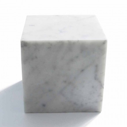 Cube Design Papirvægt i Satin Hvid Carrara Marble Fremstillet i Italien - Qubo Viadurini
