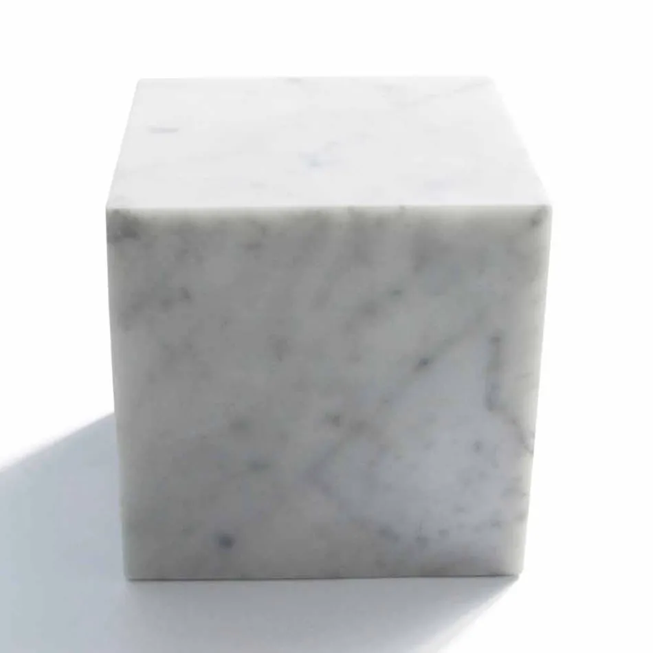 Cube Design Papirvægt i Satin Hvid Carrara Marble Fremstillet i Italien - Qubo Viadurini