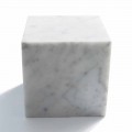 Cube Design Papirvægt i Satin Hvid Carrara Marble Fremstillet i Italien - Qubo