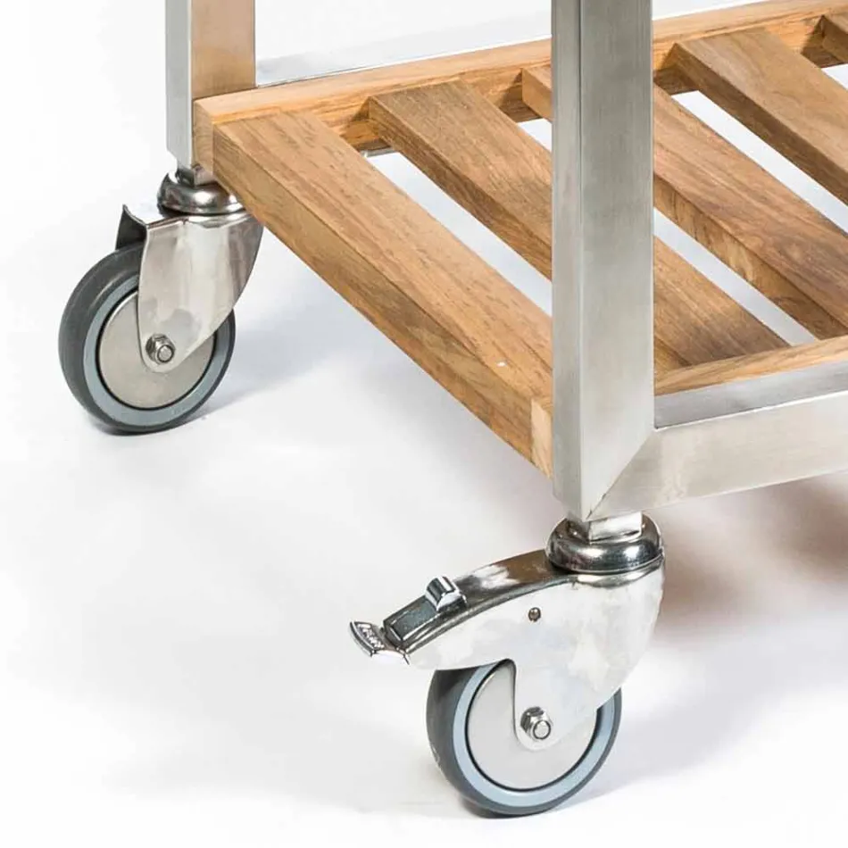 Udekøkken i stål og træ med Teppanyaki - Buoncalliope Viadurini