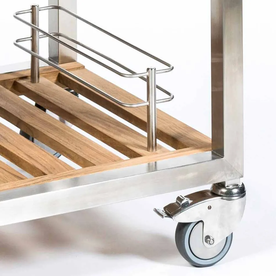 Udekøkken i stål og træ med Teppanyaki - Buoncalliope Viadurini