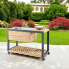 Udekøkken 140x65x93 cm lavet af massiv teak og aluminium - Convivial Viadurini